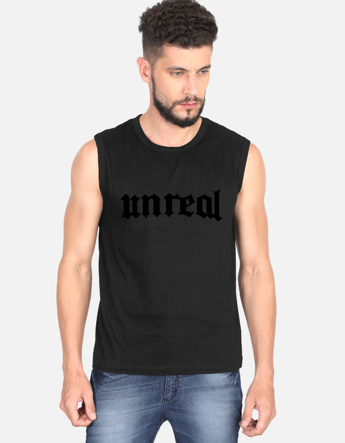 Unreal (Men's Sleeveless Puff Printed T-Shirt)